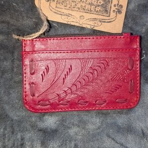 Labrado Leather - Red / Maroon "Tart" Hand-Tooled Small Coin Purse - NWT